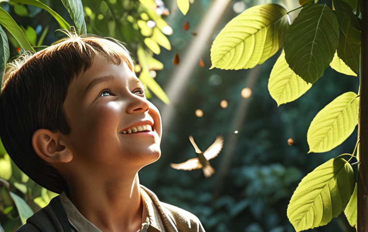 ** A person pausing amidst a busy day to observe the beauty around them (sunlight on leaves, birds singing, a child smiling). Focus on peace and gratitude.
**