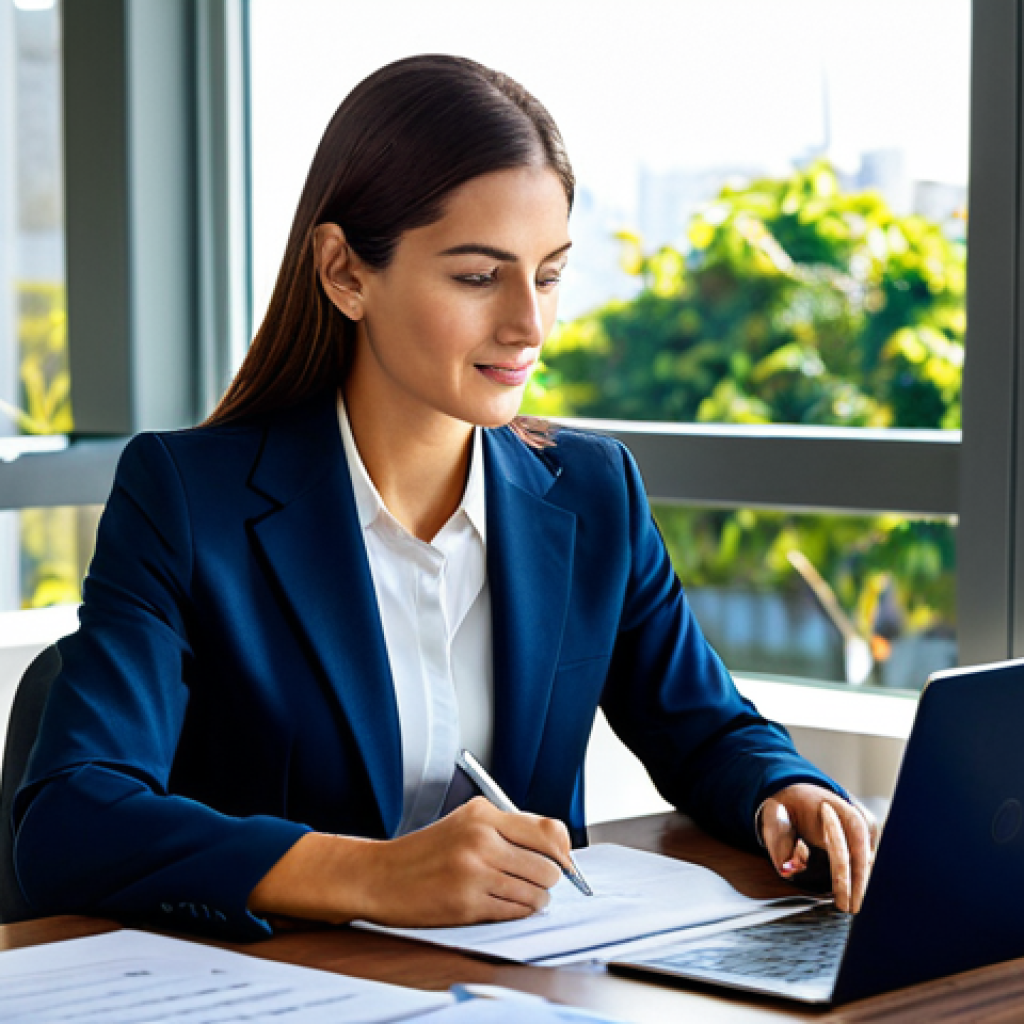 자서전적 치료법을 통한 트라우마 치유 - Successful Businesswoman**

"A professional businesswoman in a modest business suit, sitting at a de...