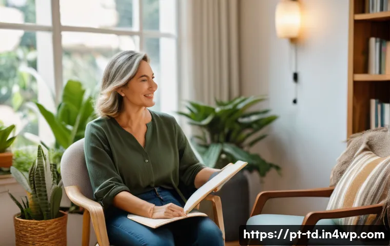 자서전적 치료법의 이론적 기반 - A serene therapy session scene in a modern Brazilian counseling office, featuring a diverse adult wo...