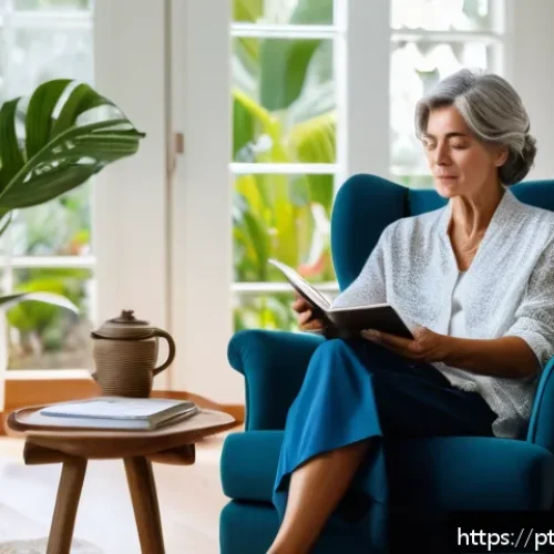 Home 31 자서전적 치료법의 단점과 한계 - A calm and cozy therapy room setting in a modern Brazilian home, featuring a middle-aged woman sitti...