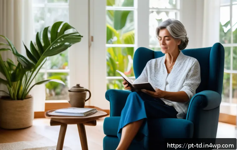 자서전적 치료법의 단점과 한계 - A calm and cozy therapy room setting in a modern Brazilian home, featuring a middle-aged woman sitti...